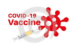 COVID-19 vaccine with virus logo vector illustration on a white background