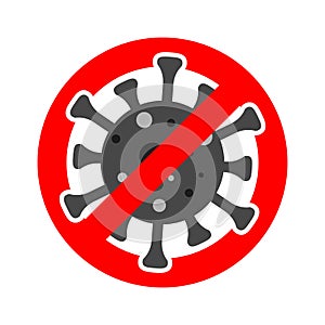 Covid-19 Vector concept STOP CORONAVIRUS. Flat icons of a virus and a stop sign (crossed out