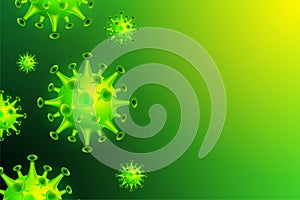 Covid 19 virus design in bright green. A deadly virus outbreak from China or often called the corona virus