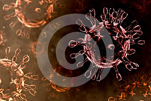 Covid-19 virus germs cells or coronavirus illustration 3D render