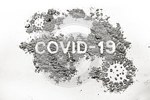 Covid-19 word and germ microbe mocroorganism silhouette as coronavirus