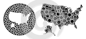 Covid-2019 and Population Mosaics for USA with Alaska Map