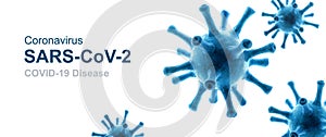 COVID-19 coronavirus background, 3d illustration, pathogen germs isolated on white background. Novel SARS-CoV-2 corona virus photo