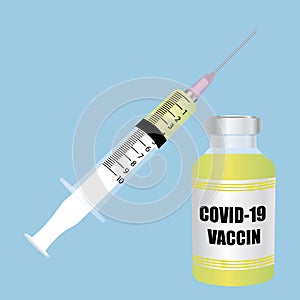 Covid-19 Coronavirus cure vaccine. French vector illustration.