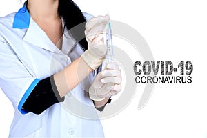Covid-19 coronavirus desease outbreak poster with lettering photo