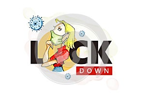 Covid coronavirus in illustration watercolor to describe about lockdown area