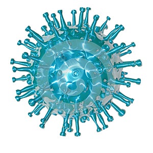 COVID-19 Coronavirus microscopic, cian virus with white background photo