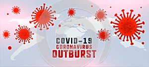 Covid19 coronavirus outburst background with floating viruses photo