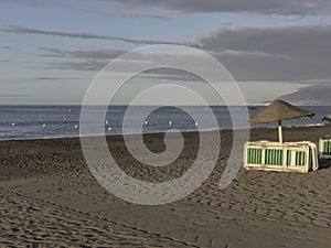 Empty beach impacted by Covid19 South of Spain Costa del Sol photo