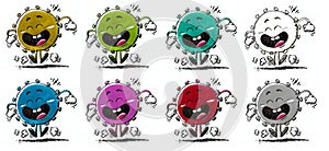 Covid-19 disease virus, in different colors photo