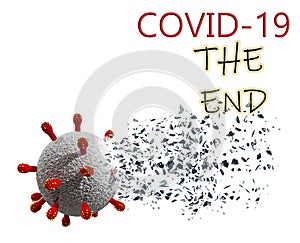 Covid end covid-19 coronavirus break apart finish, new era after covid consiquenses - 3d renderin