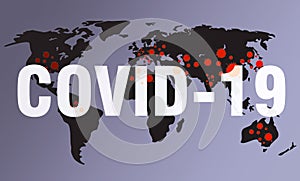 COVID-19. Epidemic Coronavirus. Virus moleculas on the world mup. Dangerous flu strain cases. Pandemic disease. Health problem photo