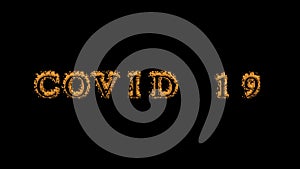 Covid 19 fire text effect black background