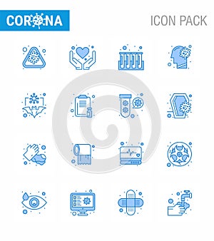 Covid-19 icon set for infographic 16 Blue pack such as brain, ilness, health care, flu, tubes photo