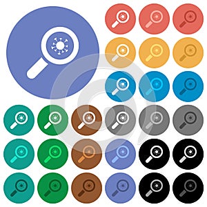 Covid inspection round flat multi colored icons