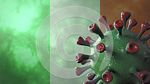 Covid italy variant, covid-19 virus with italian green flag