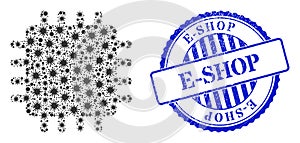 Scratched E-Shop Stamp Seal and Covid Chip Composition Icon photo