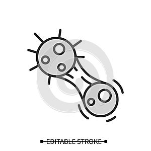 Covid mutation icon. Virus evolution and molecule mitosis simple vector illustration