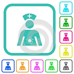 Covid nurse with mask vivid colored flat icons