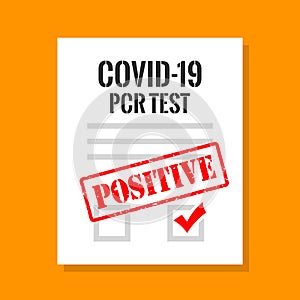 Covid pcr test positive result, vector cartoon photo