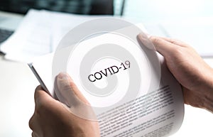 Covid report and corona virus data document. Coronavirus pandemic impact and result on business market and finance.
