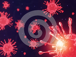 Covid Sars Mers Virus 3D Illustration concept model design render for background