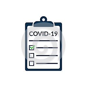 Covid test corona icon. Positive negative coronavirus report, covid-19 vector result checklist