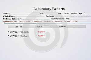 COVID-19 positive test results photo