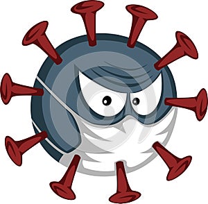 COVID times - funny COVID-19 virus illustration with mask