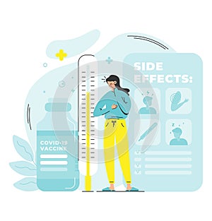 Covid-19 vaccine side effects scene vector illustration photo
