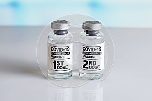 COVID-19 Vaccine Vials that require 2 injections tagged with 1st 2nd dose