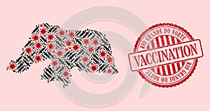 Covid Virus Vaccine Mosaic Rio Grande Do Norte State Map and Rubber Vaccine Seal