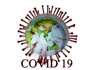 Covid19 2019 Novel Corona Virus, Earth, Isolated
