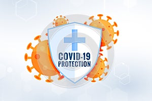 Covid19 coronavirus protection shield with virus cells