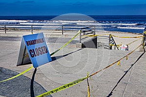 Covid19 quantine signs at the beach