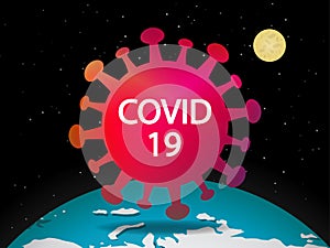 Covid19 Virus coming to attack our world, vector