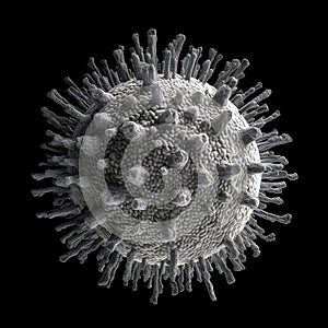 COVID19 virus . Electron microscopic view . Created by generative AI