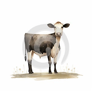 Cow Art By Jon Klassen - Full Body On White Isolated Background