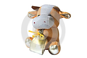 Cow bag soft toy isolated on white