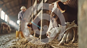 The cow in a barn. AI generated