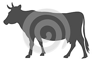 Cow black silhouette. Farm livestock animal symbol