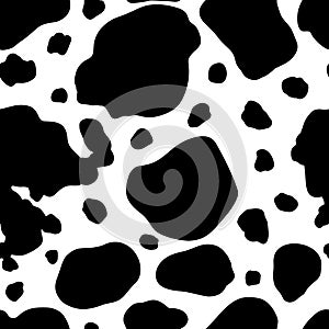 Cow Black Skin, Animal Print Seamless Pattern