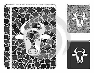 Cow book Mosaic Icon of Rugged Parts