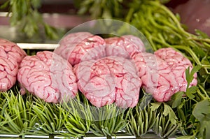 Cow brains in butcher shop