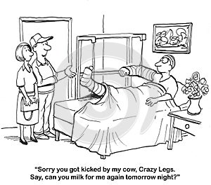 Cow Broke the Farm Worker\'s Leg