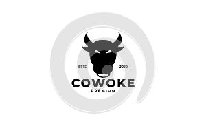 Cow or bull face head logo design icon silhouette