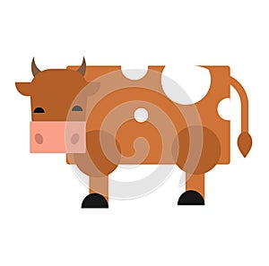 Cow or bull farm animal isolated on white vector illustration