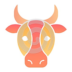 Cow, bull head flat icon. Farm animal face silhouette, looking at you. Animals vector design concept, gradient style