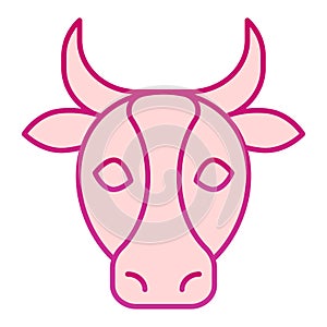 Cow, bull head flat icon. Farm animal face silhouette, looking at you. Animals vector design concept, gradient style