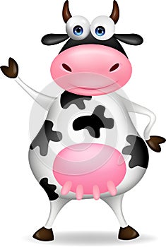 Cow cartoon waving